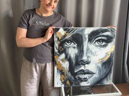 60 cm x 60 cm Oryginał Kunstwerk mit Gold !