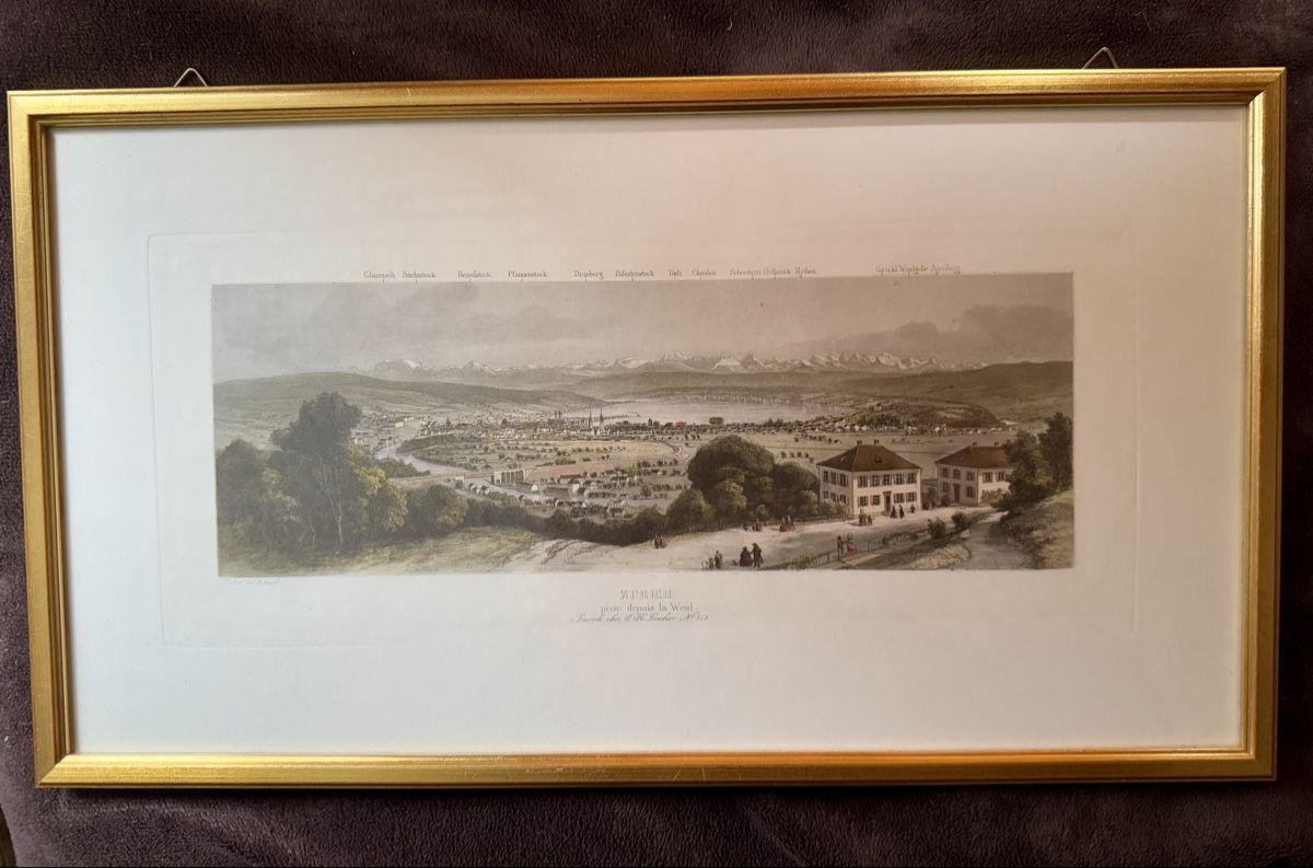Gravures: Panorama Stich - ZURICH pris depuis la Weid – Neuf (Voir description) à Schattenhalb par Oodaaq