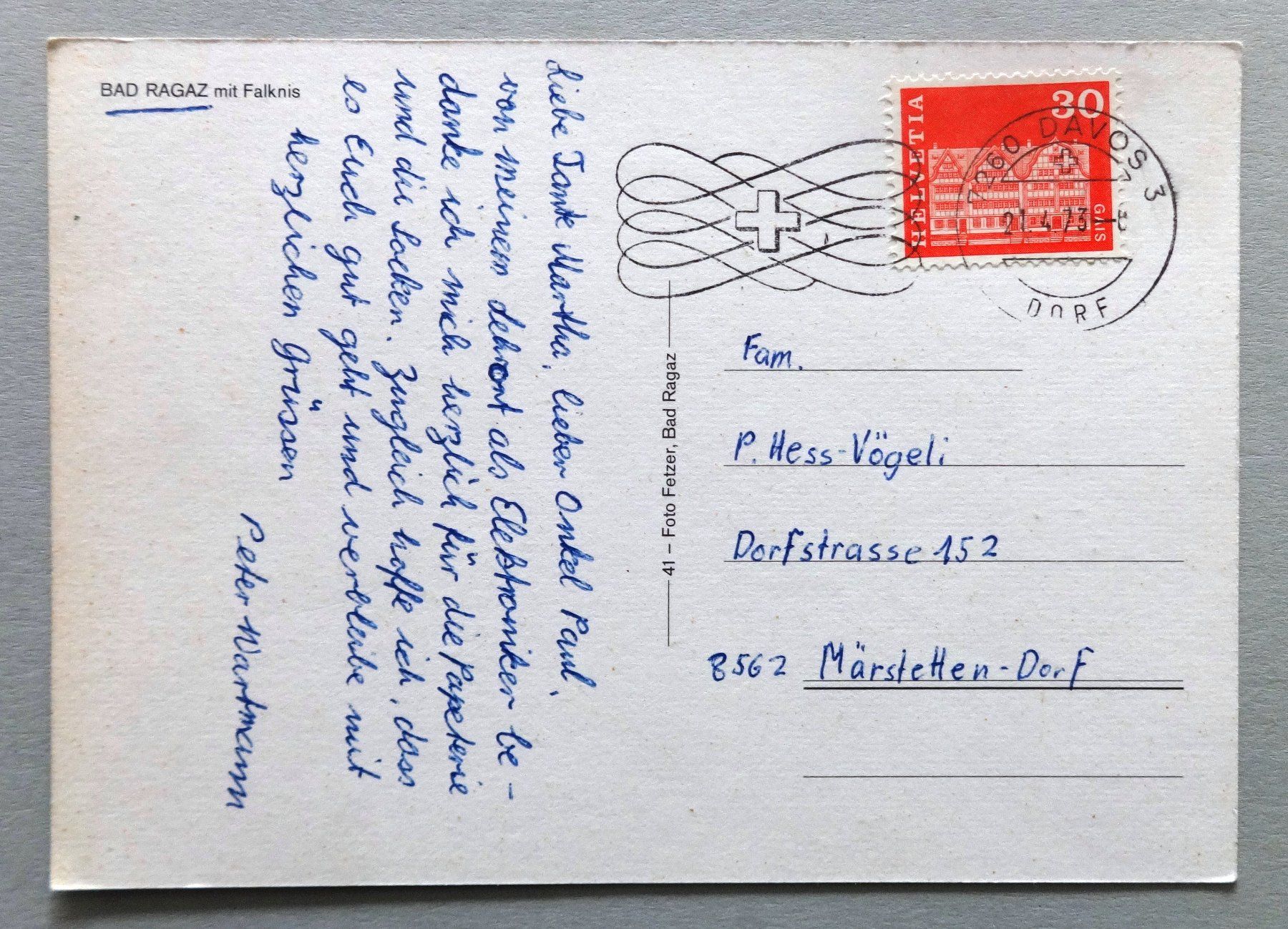 Cartes postales: Bad Ragaz mit Falknis – D'occasion à Fétigny par Billy2miny 1