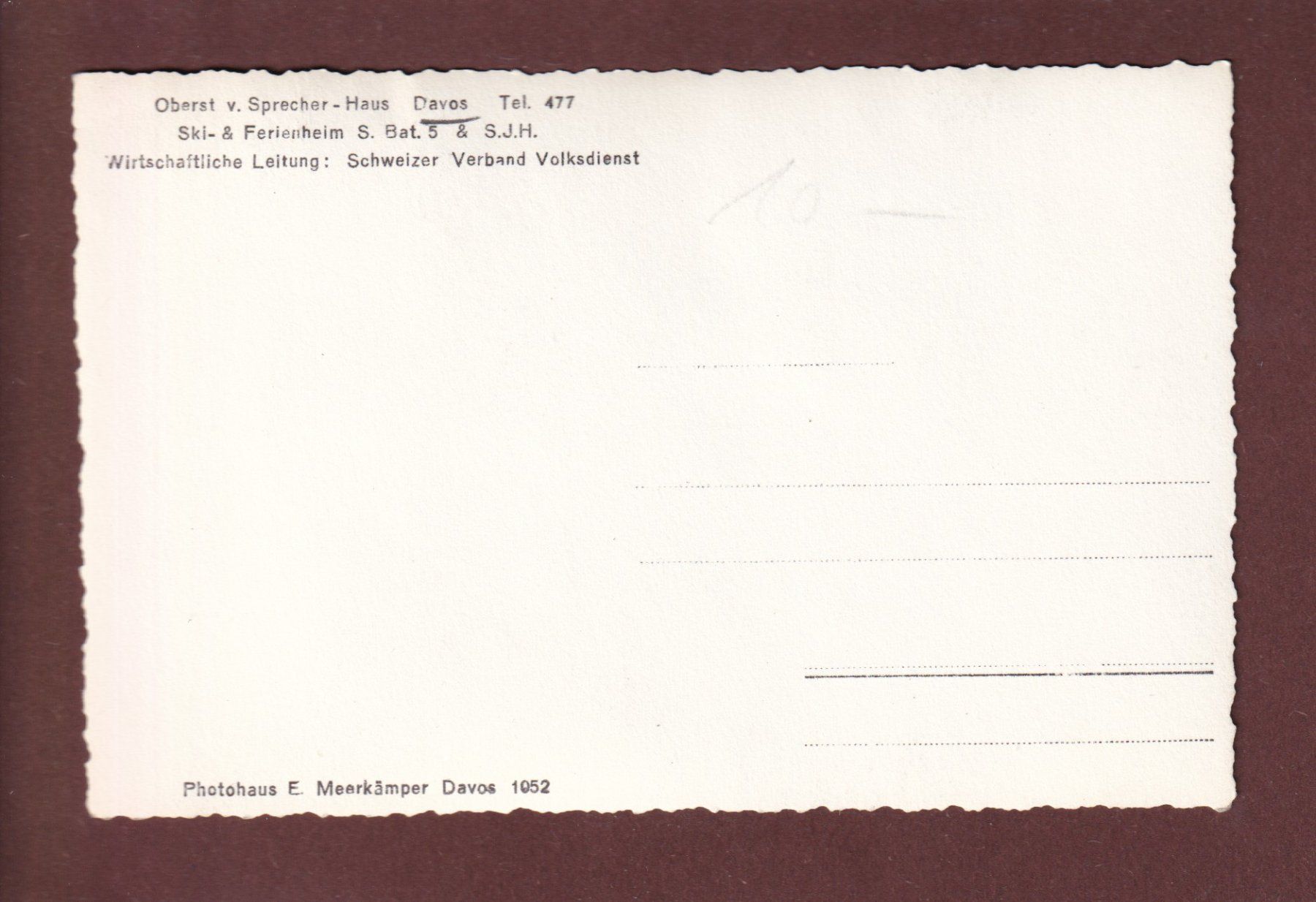 Cartoline postali: DAVOS - Oberst von Sprecher Haus – Usato da Pully venduto da nicecards 1