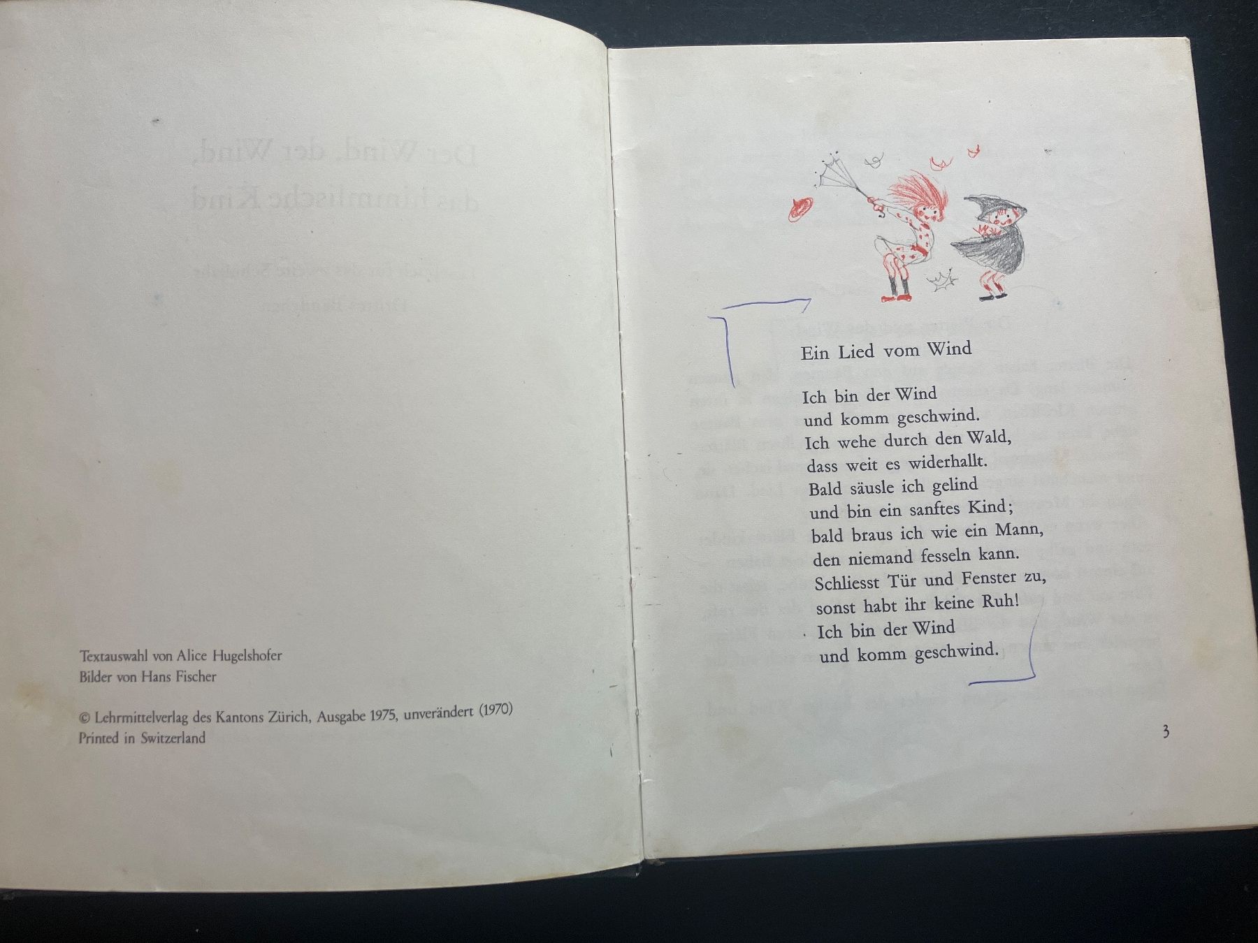 Libri: Der Wind, der Wind, das himmlische Kind. Lesebuch 2. Klasse – Usato da Wangen ZH venduto da day01 2