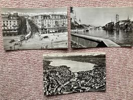3 alte Ansichtskarten von Zürich