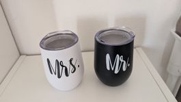 Becher Set Mr. & Mrs. weiss und schwarz neuwertig