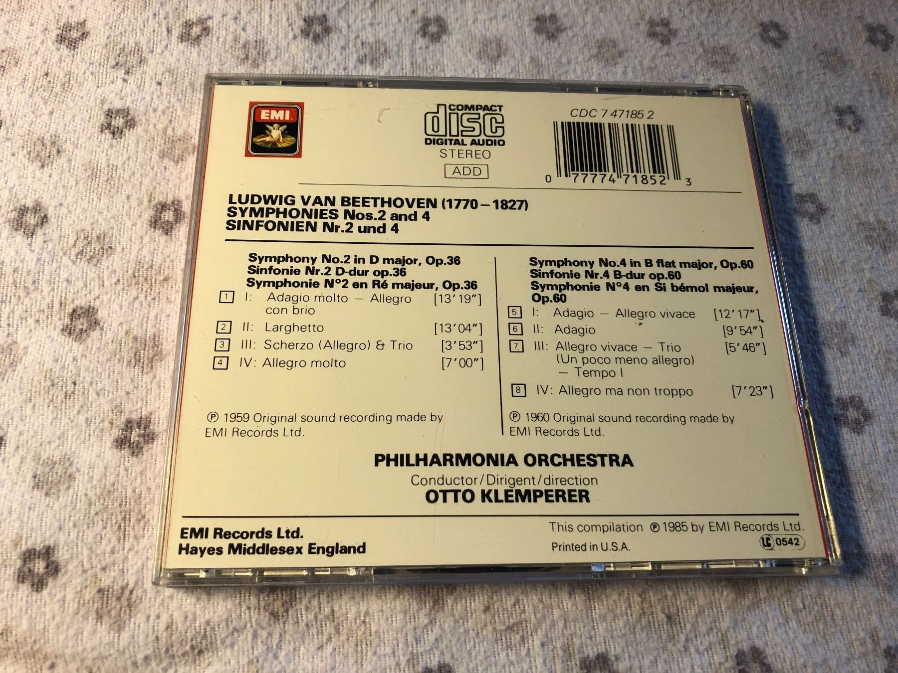 CD: Klemperer: Beethoven Sinfonien Nr.2 & 4, CD – Usato da Schübelbach venduto da Bemafaja 1