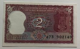 Indien 2 Rupees Neuwertig