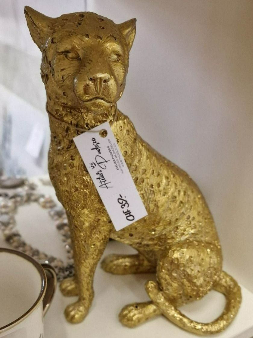 Statuette: Leopard Sitzend Gold – Nuovo e nell'imballaggio originale da Schaffhausen venduto da AtelierPudesco 4