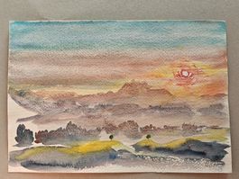 BENNO CAMENZIND – Gegen den Pilatus, Aquarell, 1989