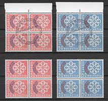 1959: Europa m.Aufdruck Viererblock Serie Nr.349-50 ET / **