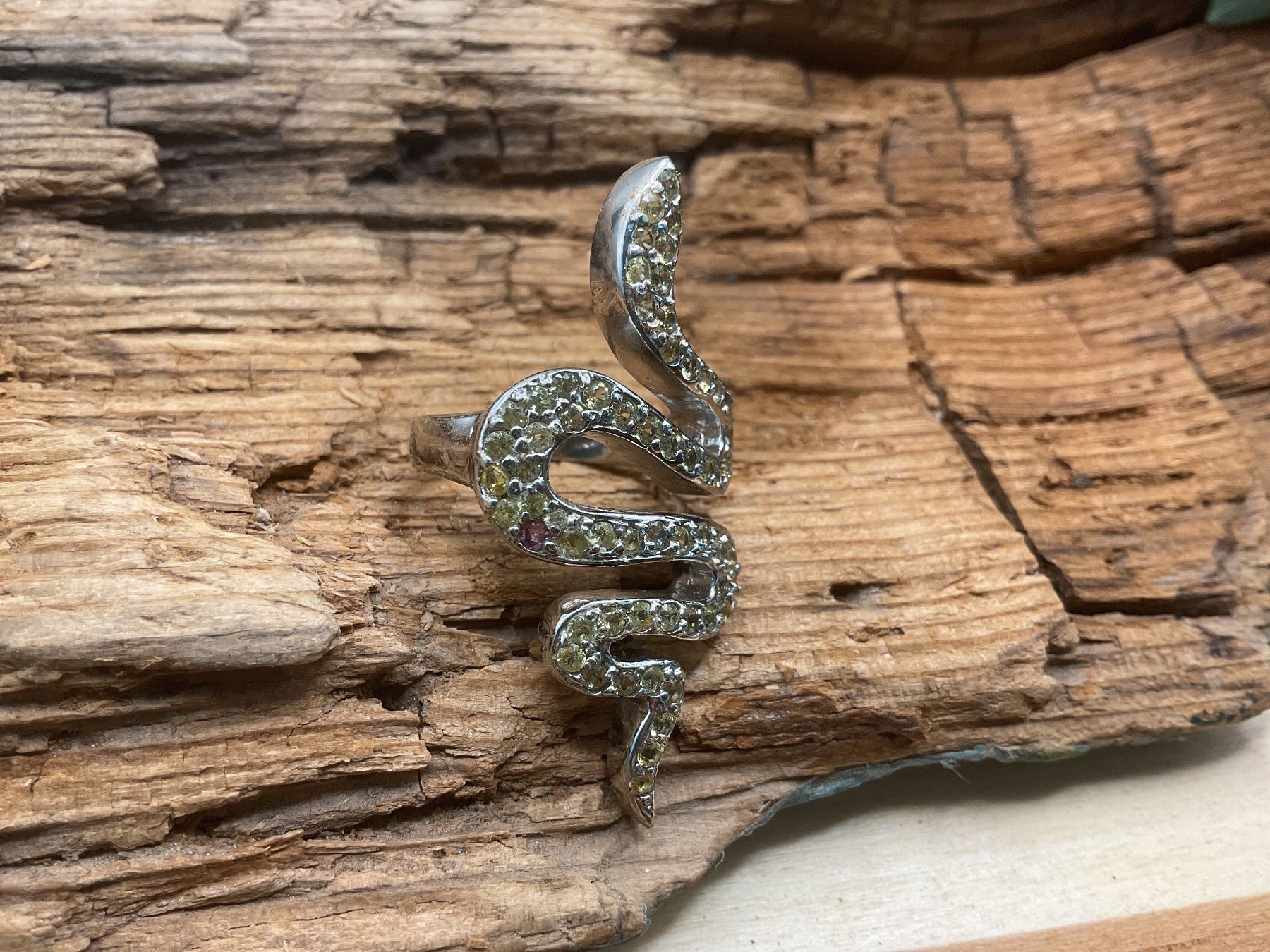 Ringe: Statement Ring Schlange aus Sterlingsilber mit Spinell, Gr55 – Gebraucht aus Luzern von S.Kern01 1