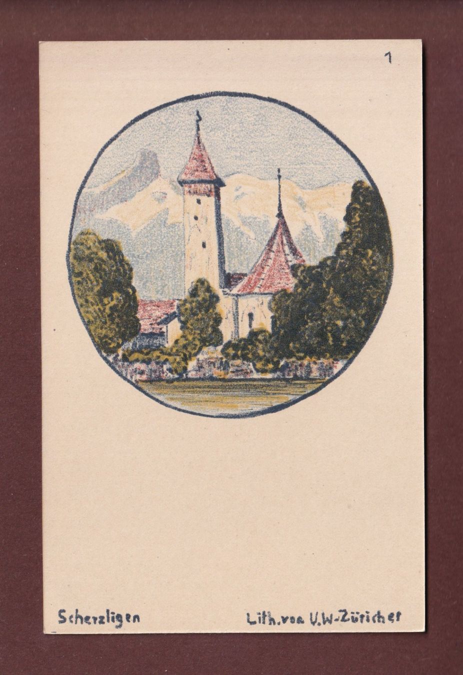 Ansichtskarten: THUN - Kirche Scherzligen – Gebraucht aus Pully von nicecards