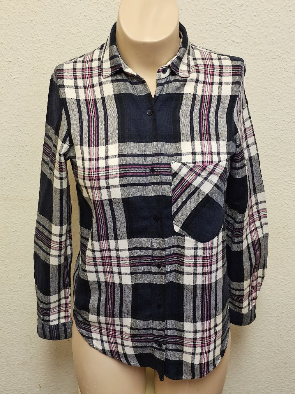 Zara Camicette: ZARA BASIC Damen Hemd Bluse Gr. XS Kariert Dunkelblau Rosa C – Usato da Urdorf venduto da ole_mrp9 8