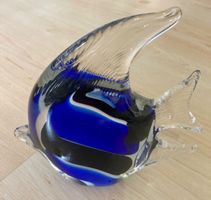 Figur - Fisch - Blau - Schwarz - Weiss - Klarglas
