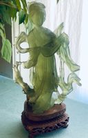 Antike Jade-Figur Pipaspielerin (China), 21cm, Defekt