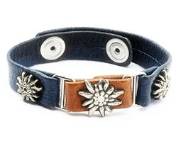 Armband Leder mit Edelweiss Motiven