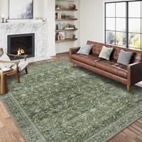 Teppich 200x300 Vintage Grün waschbar Kurzflor Retro
