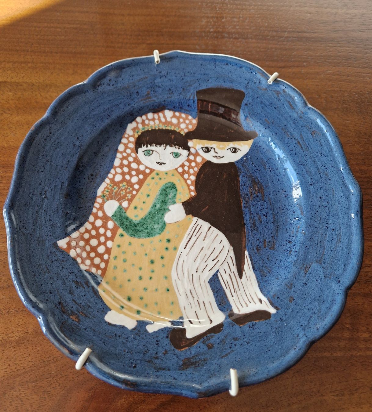 Piatti: 2 Wand Teller Keramik handgemalt – Usato da Bern venduto da Antikbatik 4