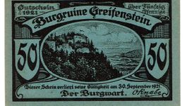 Greifenstein 50 Pfennige 30.09.1921 VZ+ Variante 7