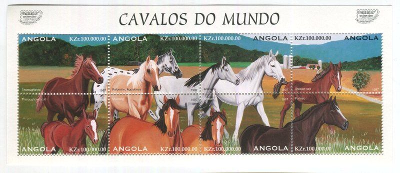 Alle Briefmarken: Block "Pferde". Angola – Neu und originalverpackt aus Basel von Butsch5