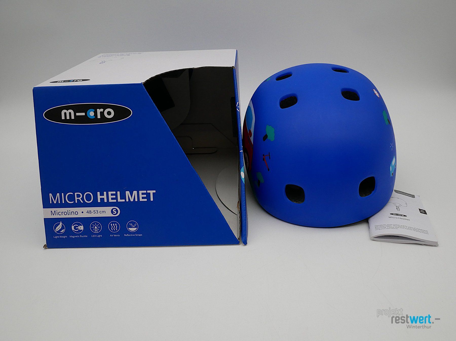 Micro Helme: M-CRO Micro Helmet Microlino S, blau – Neu (gemäss Beschreibung) aus Winterthur von Restwert_Winterthur