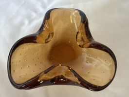 Schale Glas braun mit Luftblasen ca. 14cm Breite