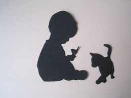 Stanz-Papier Motive Kind mit Katze