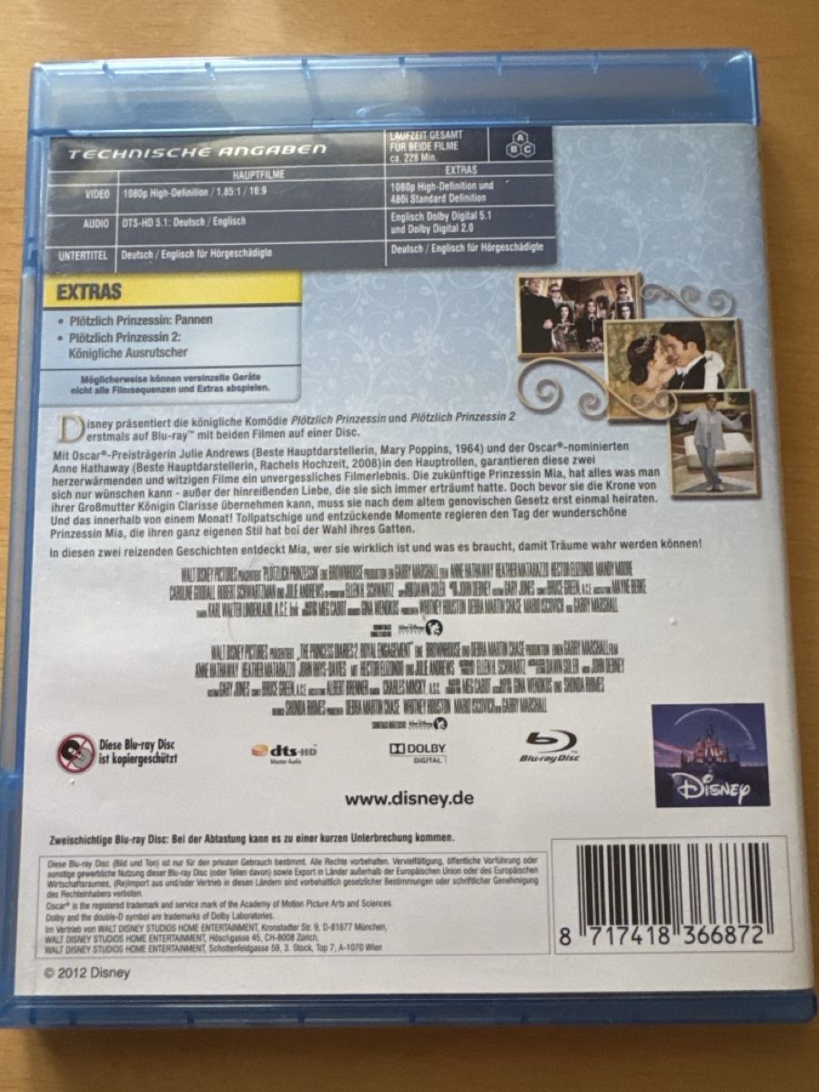 Tous les DVDs: Plötzlich Prinzessin 1+2 – D'occasion à Brunnadern par Nanuk60 1