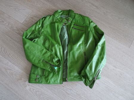 Lederjacke Bikerjacke  grün, Gr 42, echt Leder, neuwertig