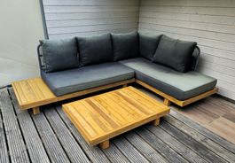 Lounge Sofa Set für Balkon/Terrasse 3-teilig inkl. Tisch