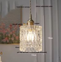 Lampe suspendue LED Vintage  en pierre de verre