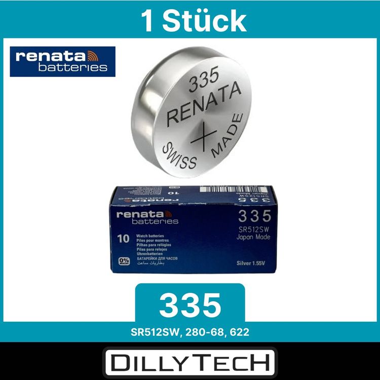 Caricatori & Batterie: Renata 335 Box, SR512SW Knopfzellenbatterie - 1 Stk. – Nuovo e nell'imballaggio originale da Erlenbach ZH venduto da dillytech.ch