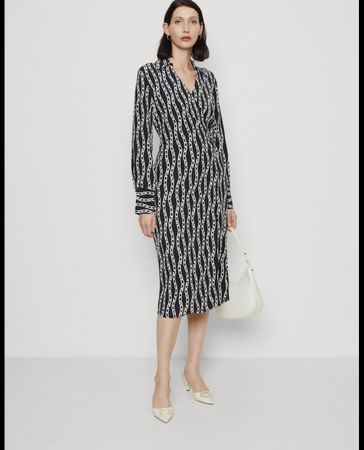 GANT Kleid Gr. 46, Wickel-Schnitt, Kettenmuster, neuwertig