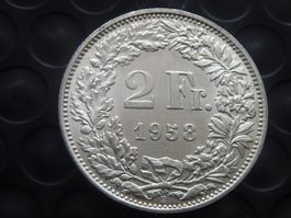 2 Fr. 1958  unz. / stgl. + rare Auflage 0,65 Mio.
