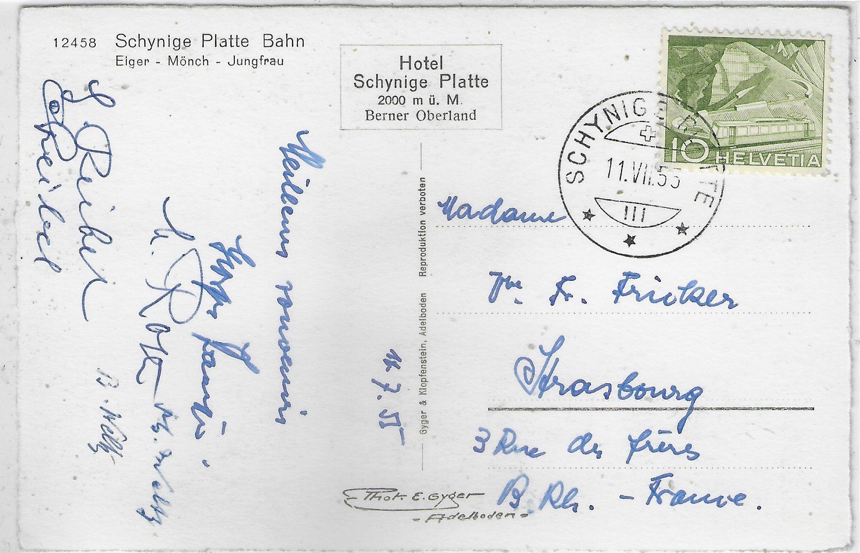 Cartoline postali: Schynige Platte Bahn - Terrasse - Foto: E. Gyger – Usato da Ettingen venduto da Kartenplanet 1