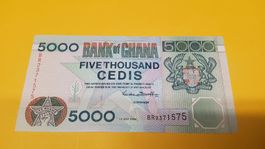 Ghana 5000 Cedis Banknote, Jahr 2000, Top