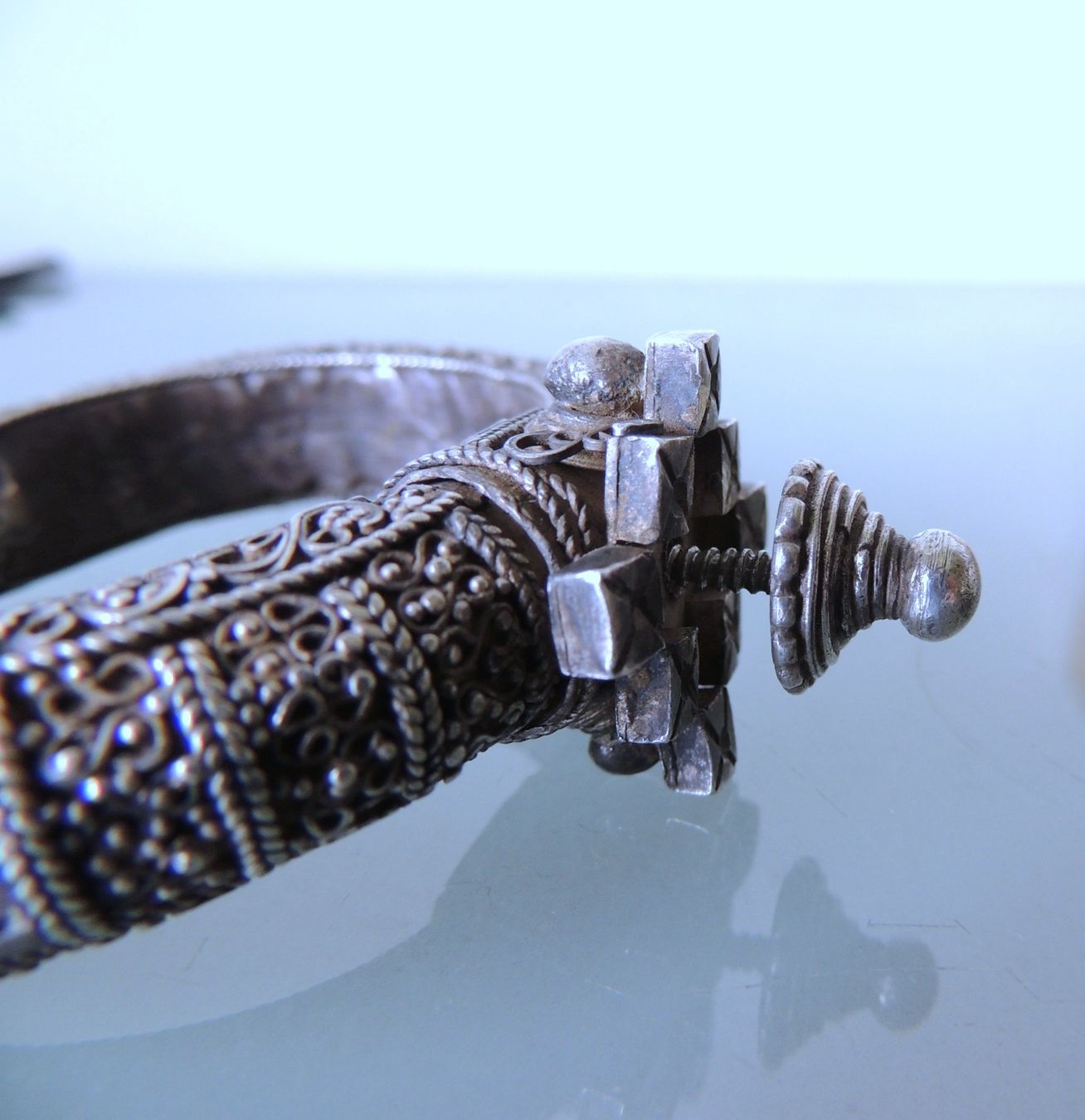 Bracciali & Braccialetti: Traditioneller Silber 800 Armreif Nepal – Usato da Waldenburg venduto da schaller707 4