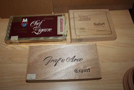Zigarrenschachteln aus Holz - 3 alte Schachteln