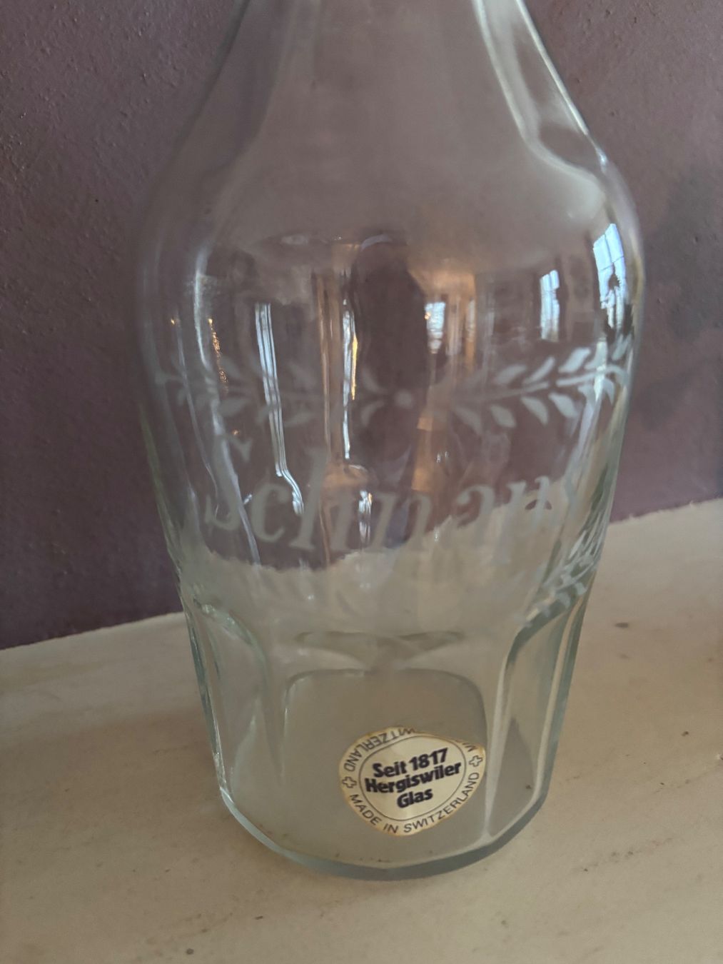 Glasi Hergiswil Caraffe: Hergiswil schöne Schnapsflasche – Usato da Balsthal venduto da Uroby 1