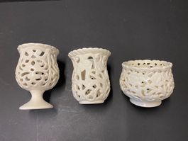 3 Elegantes GILDE Keramik Kerzenständer Kerzenhalter