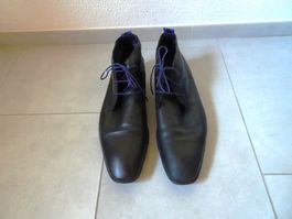 Echt Leder Herren Schuhe schwarz-blau Gr. 43 / 9,5 - 426186