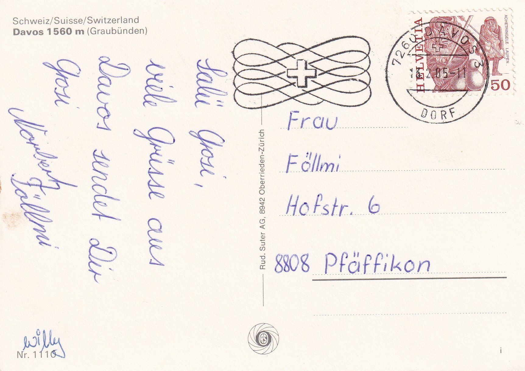 Cartoline postali: Gruss aus Davos /ay – Usato da Hombrechtikon venduto da Rudolf07 1
