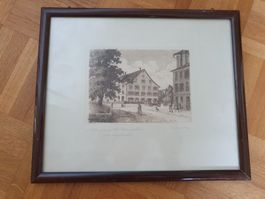 Bild Schlangenmühle Winterthur mit Rahmen 24x30 cm