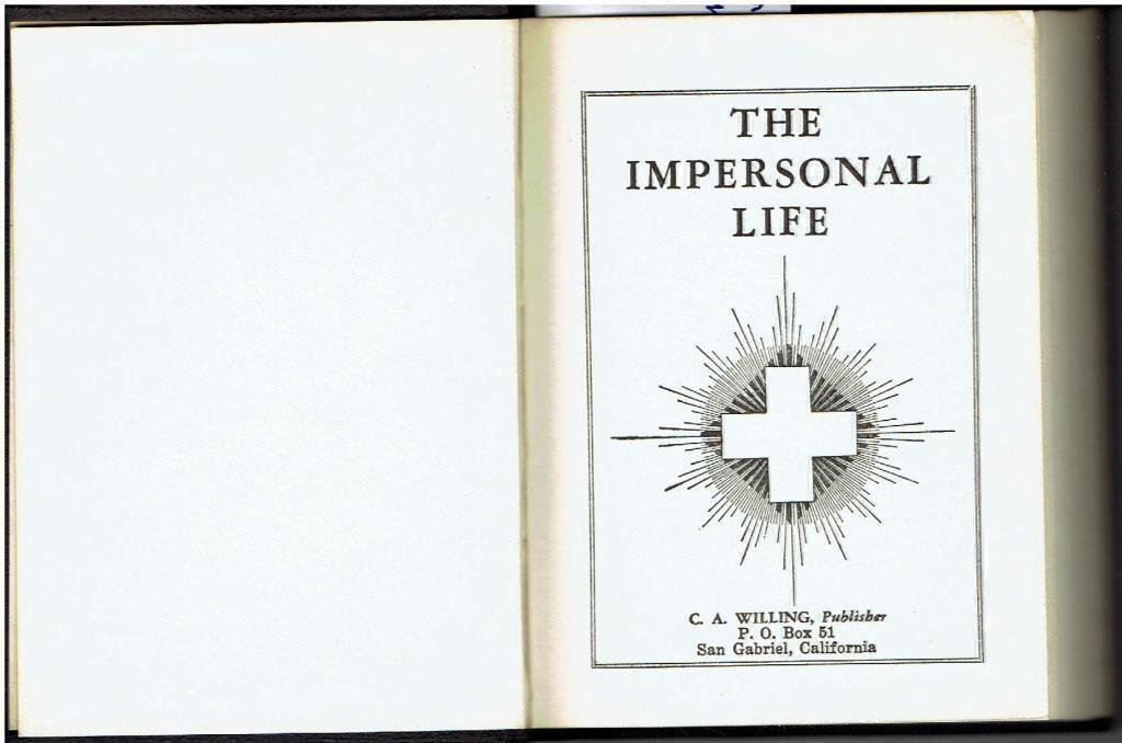 Libri: The Impersonal Life, 1941, Englisch – Usato da Flims - Dorf venduto da Stagediver 1