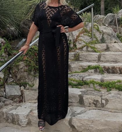 Zara Knit Kleid schwarz Grösse S gehäkelt lang