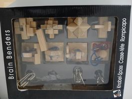 Holz Metall Denkspiel Knobelspiel Set Brain Benders