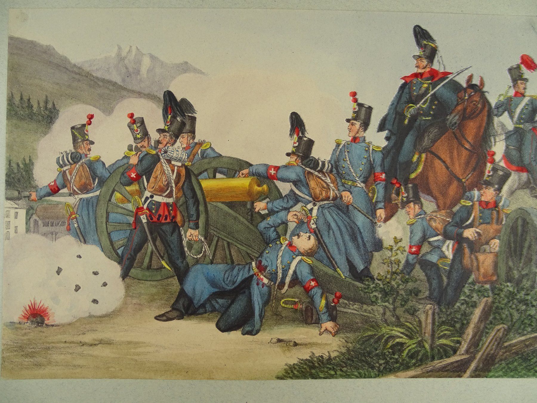 Grafica & Litografie: SOLOTHURNER MILIZEN LITHOGRAPHIE UM 1890 – Usato da Grüningen venduto da Kartensammler 2