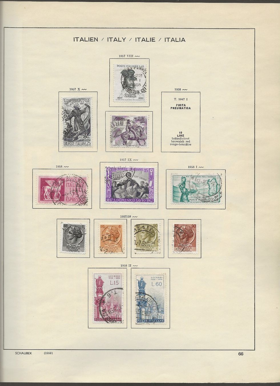Alle Briefmarken: Marken Italien 1955 bis 1960 – Gebraucht aus Au ZH von xelagreb01 4