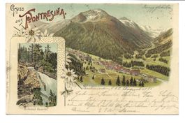 Gruss aus Pontresina (GR) Engadin - Litho-AK - 1898 !