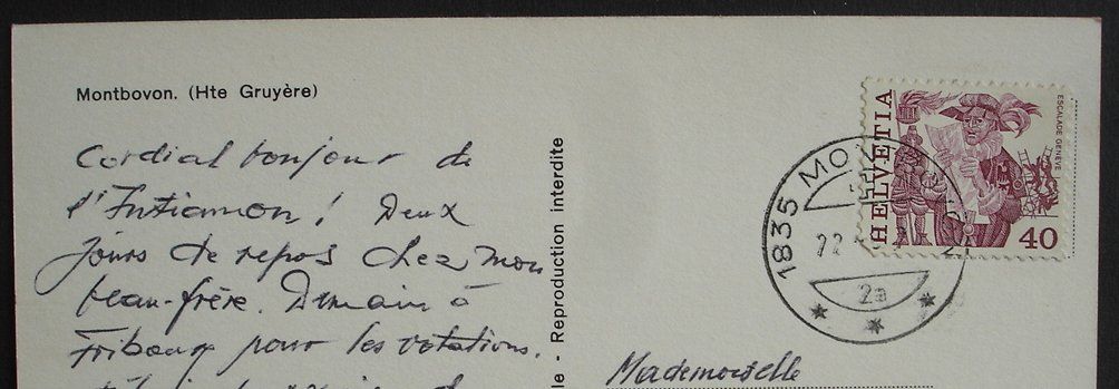 Cartoline postali: MONTBOVON (Hte Gruyère) – Usato da Jona venduto da philajona 1