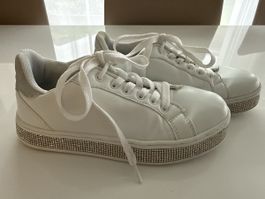 Glitzer-Sneaker Gr. 35 weiss/silber