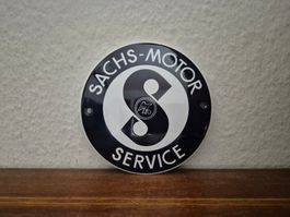 Emailschild Fichtel & Sachs Service Werkstatt Emaille Schild